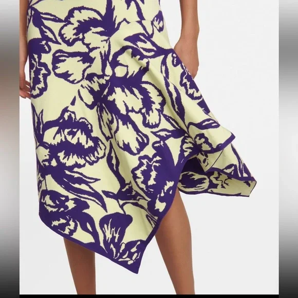 NWT $750 DRIES VAN NOTEN Jacquard Floral Asymmetric Midi